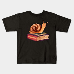 Funny Smiling Snail and Books Kids T-Shirt